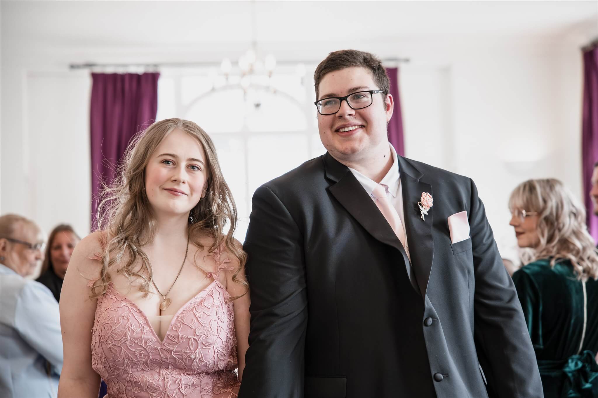 Chloe and Alex during their ceremony at Downham Market Town Hall in Norfolk